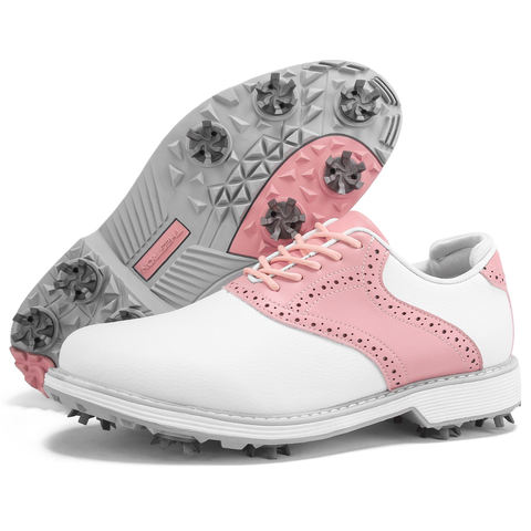 Women's Spiked Golf Shoes, Pink Brogue - wholesale golf shoes