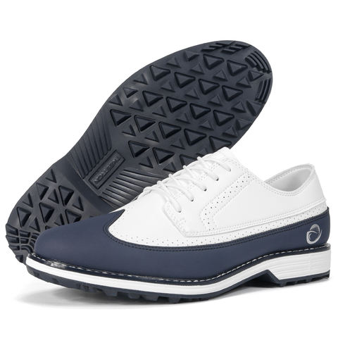 Men's Navy Brogue Spikeless Golf Shoes - wholesale golf shoes