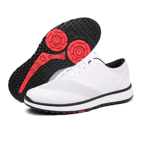 Men's Breathable Golf Sneakers, Red Sole - wholesale golf shoes from Jinjiang, China