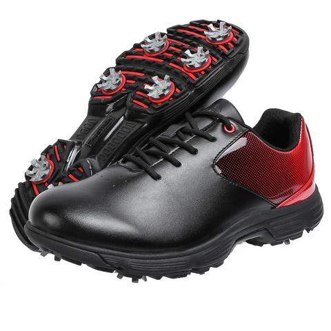 Men's Black & Red Spiked Golf Shoes - wholesale golf shoes
