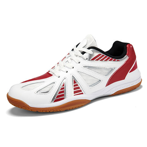 Mesh Badminton Shoes, Red & White - wholesale indoor court shoes