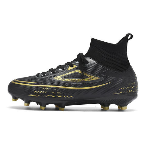 High Top TPU Soccer Boots, Black & Gold - wholesale soccer cleats