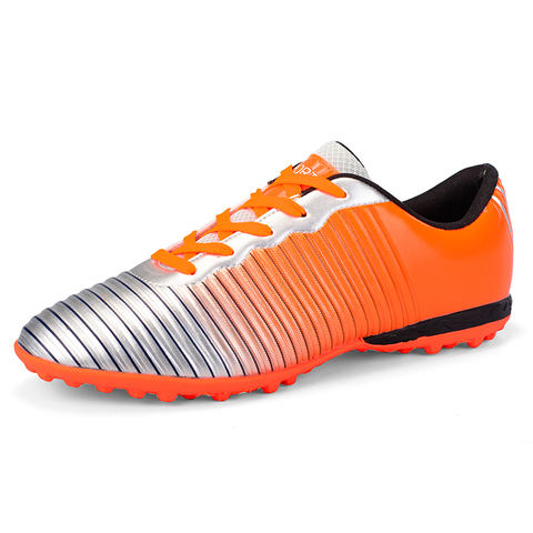 TF Turf Soccer Shoes, Silver & Orange - wholesale soccer cleats